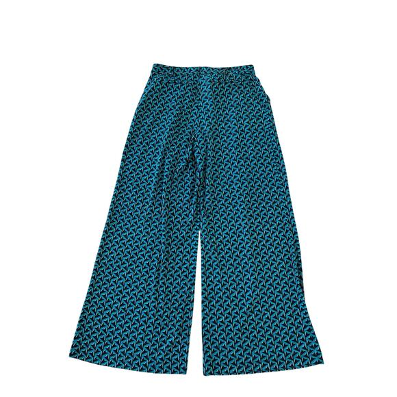 Diane Von Fursternburg Wide Leg Geometric Pants Size 8 Artsy Casual 100% Silk - Picture 2 of 16